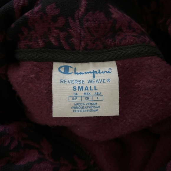 Champion Brocade Logo Reverse Weave Hoodie Sweatshirt in Berry Men’s Small - Picture 10 of 12